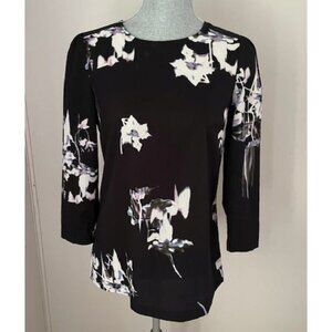 French Connection Waterflower Drape 3/4 Sleeve Blouse Size 6